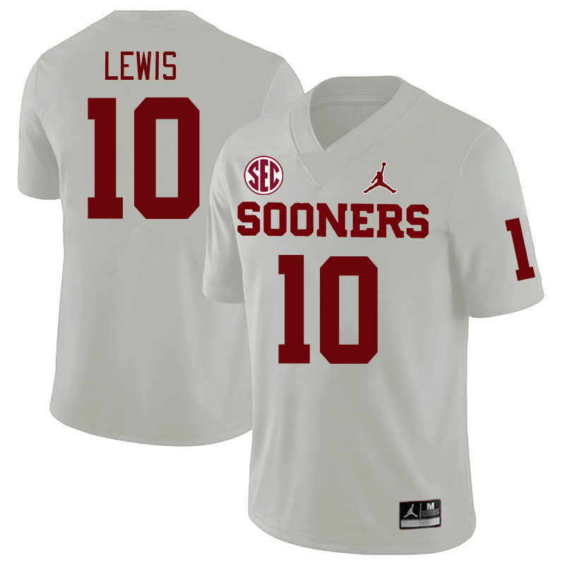 Men #10 Kip Lewis Oklahoma Sooners 2024 SEC Conference College Football Jerseys-White